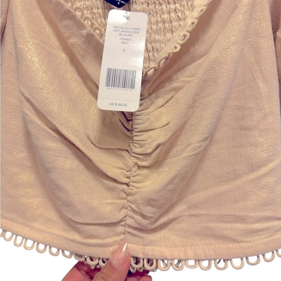 Bebe Elegant Cream Off-Shoulder Women's Top - Picture 10 of 16